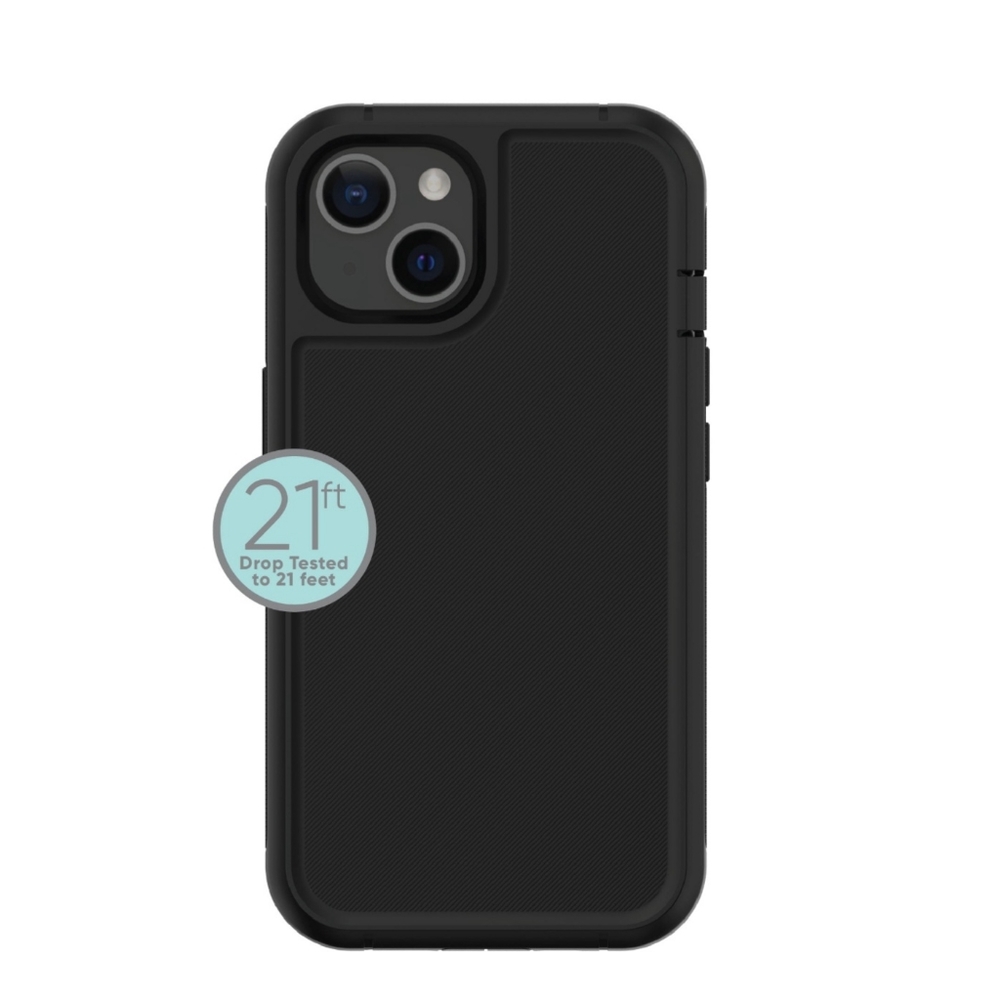 Onn Rugged Phone Case With Holster for iphone 14 plus Black  New!!!